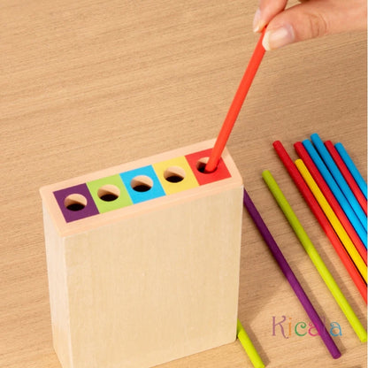 Montessori Game Wooden Stick Tower Toy With Sticks Dice Motor Skills Development Stick Counting Math Educational Toy For Kids - Thrive & Baby