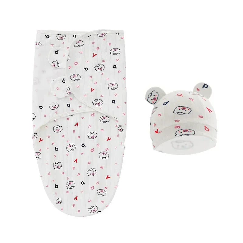 100% Organic Cotton Baby Swaddle Blanket Wrap Hat Set for Infant  Adjustable Newborn Swaddle Baby Swaddle for 0-3 Month - Thrive & Baby