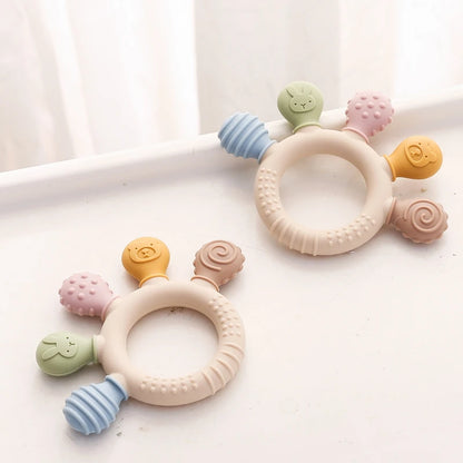1pc Silicone Teether Baby 0 12 Months Teething Toys Teether Ring Silicone Baby Teether Toys for Toddler BPA Free Baby Toys Gifts - Thrive & Baby
