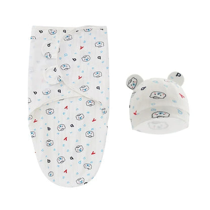 100% Organic Cotton Baby Swaddle Blanket Wrap Hat Set for Infant  Adjustable Newborn Swaddle Baby Swaddle for 0-3 Month - Thrive & Baby
