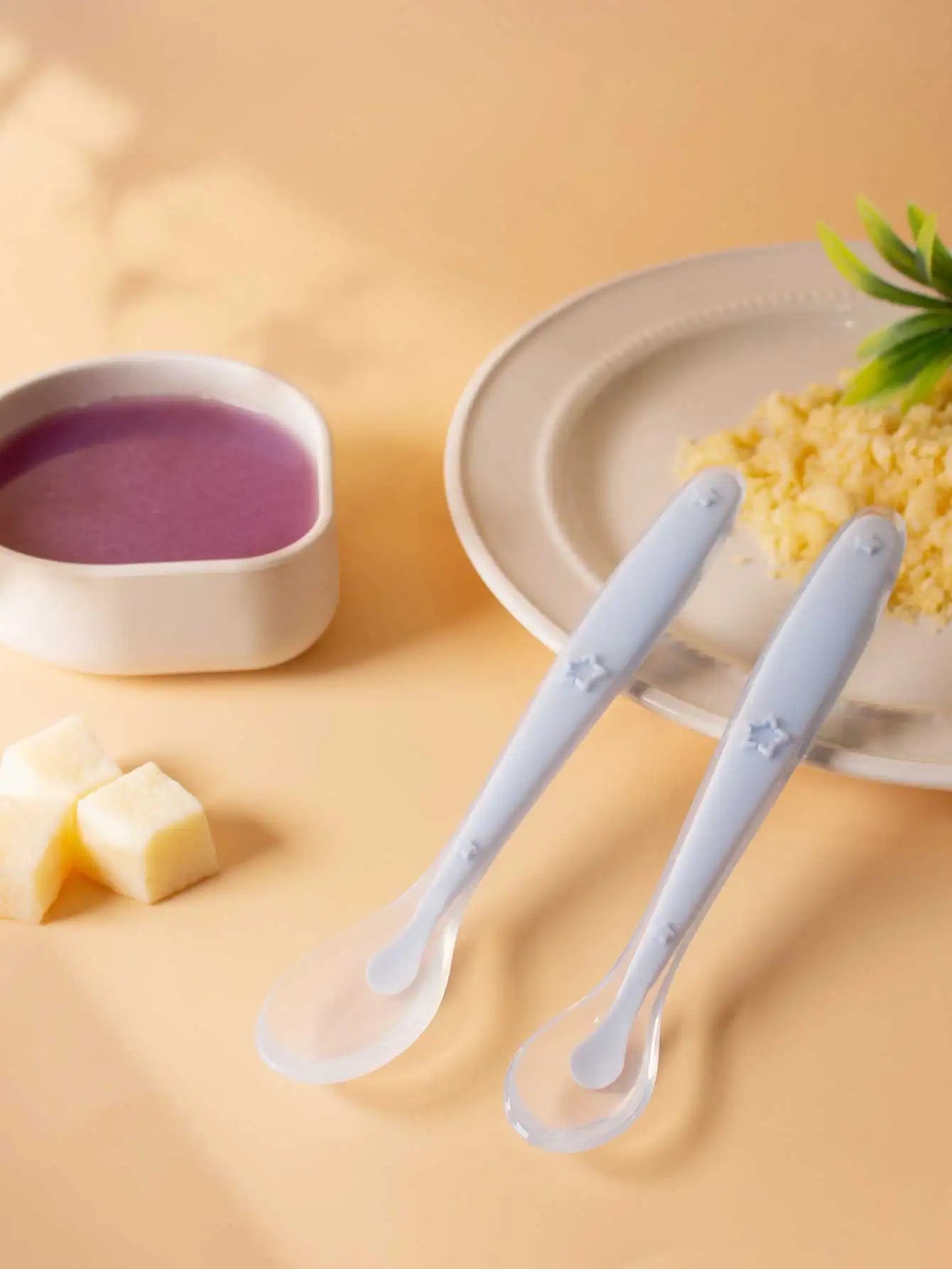9 Colors Baby Silicone Spoon Learning Spoon Star Pattern Large Small Spoon Set Soft Silicone Feeding Spoon Training Baby Reborn - Thrive & Baby