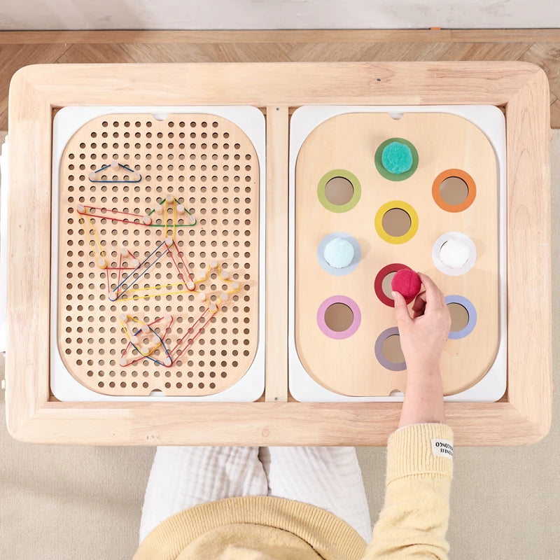 Montessori Sensory Table for Child Wooden Children Sensory Tray Baby Early Education Toys Learning Fine Movement Board Gift - Thrive & Baby