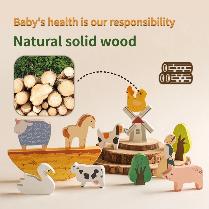 Montessori Game 1Set Of Farm Simulated Wooden Children's Toys Educational Toy Baby Room Decoration Desktop Furnishings Baby Gift - Thrive & Baby