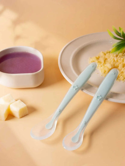 9 Colors Baby Silicone Spoon Learning Spoon Star Pattern Large Small Spoon Set Soft Silicone Feeding Spoon Training Baby Reborn - Thrive & Baby
