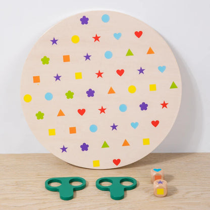 Montessori Matching Game Board Colors And Shapes Learning Puzzle Toy Concentration With Dice Interactive Educational Board Game - Thrive & Baby