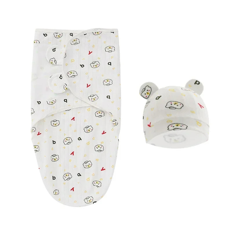 100% Organic Cotton Baby Swaddle Blanket Wrap Hat Set for Infant  Adjustable Newborn Swaddle Baby Swaddle for 0-3 Month - Thrive & Baby