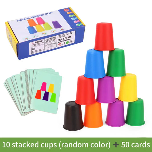 Montessori Toys Mini Stack Cup Game With Card Educational Intellectual Enlightenment Color Cognition Logic Training Children - Thrive & Baby