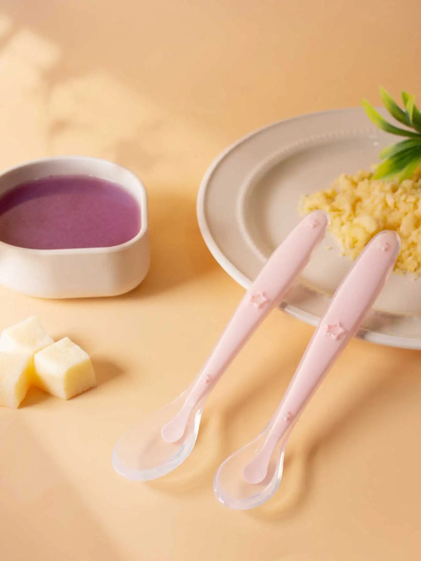 9 Colors Baby Silicone Spoon Learning Spoon Star Pattern Large Small Spoon Set Soft Silicone Feeding Spoon Training Baby Reborn - Thrive & Baby