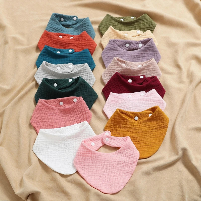 Baby Bibs Organic Cotton Muslin Scarf Burp with for Triangle Gauze Water Absorb Bandana for Boys Girls - Thrive & Baby