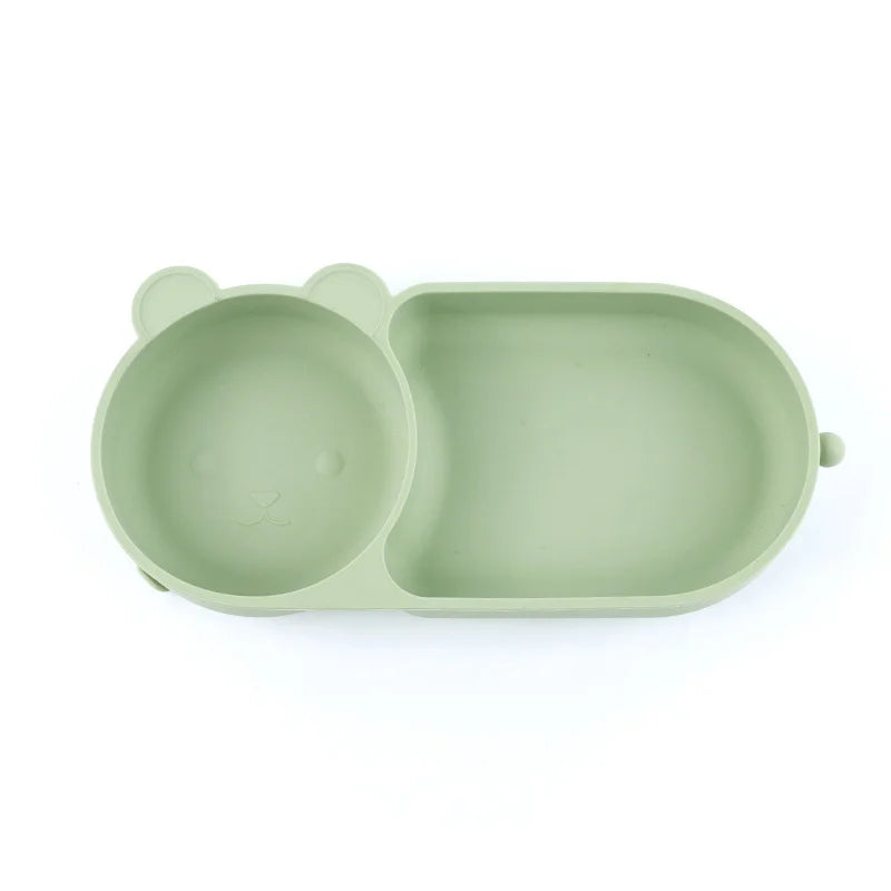 Baby Silicone Suction Cup Bowl Cute Bear Design Macaron Color 100% Food Grade Silicone BPA Free Double plate design for meals - Thrive & Baby