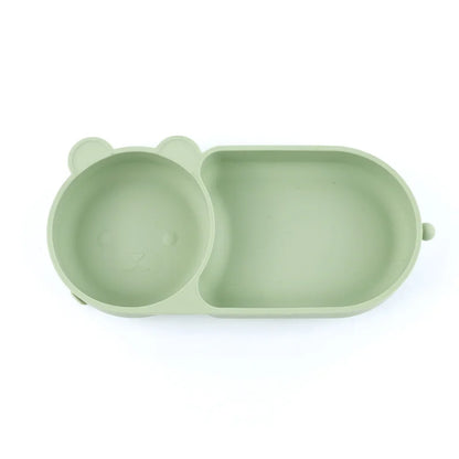 Baby Silicone Suction Cup Bowl Cute Bear Design Macaron Color 100% Food Grade Silicone BPA Free Double plate design for meals - Thrive & Baby