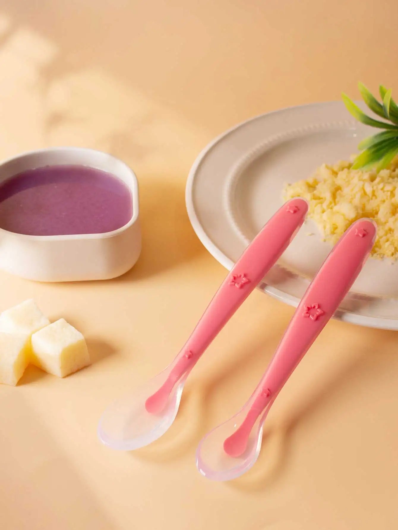 9 Colors Baby Silicone Spoon Learning Spoon Star Pattern Large Small Spoon Set Soft Silicone Feeding Spoon Training Baby Reborn - Thrive & Baby