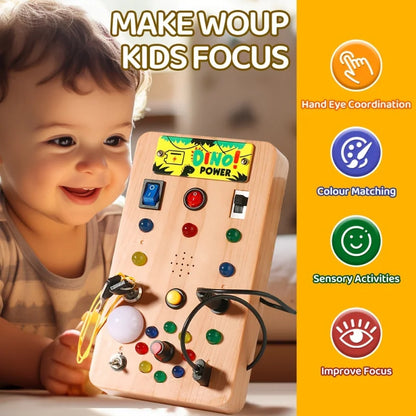 Montessori Busy Board Sensory Toy with LED Light Simulation Switch Control Board Jigsaw Early Education Learning Children's Game - Thrive & Baby