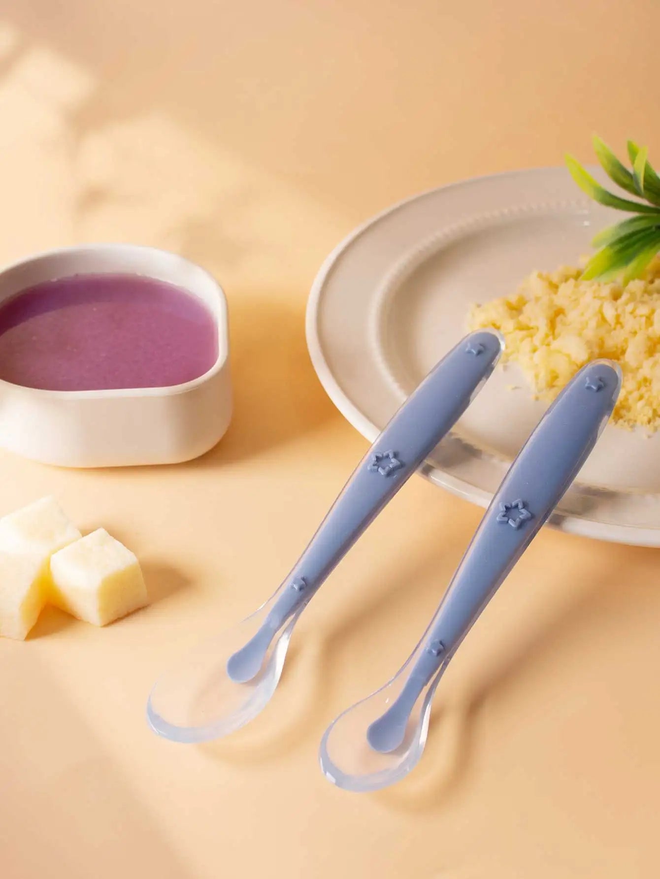 9 Colors Baby Silicone Spoon Learning Spoon Star Pattern Large Small Spoon Set Soft Silicone Feeding Spoon Training Baby Reborn - Thrive & Baby