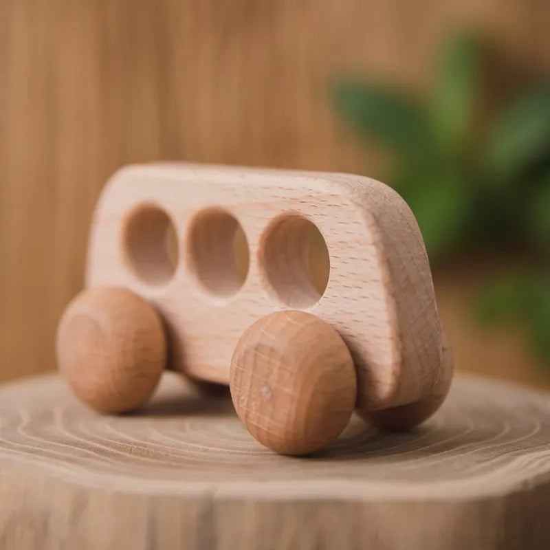 Baby Wooden Car Wooden Child Block For Babies BPA Free Organic Beech Animal Shape Baby Toy  Car Montessori Toys  Handmade Crafts - Thrive & Baby
