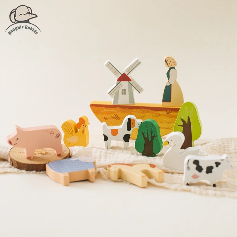 Montessori Game 1Set Of Farm Simulated Wooden Children's Toys Educational Toy Baby Room Decoration Desktop Furnishings Baby Gift - Thrive & Baby