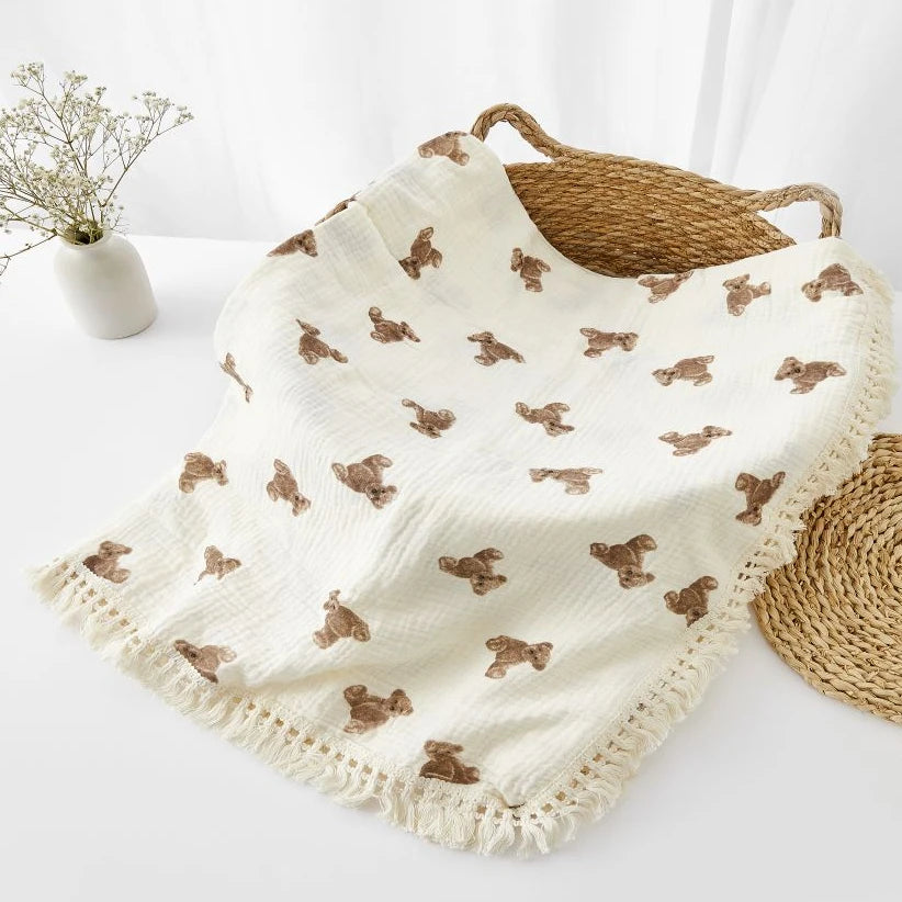 Organic Baby Blankets Muslin Swaddle For Newborn Fringe Double Layer Cotton Summer Blanket Bed Comforter Infant Baby Stuff Bebe - Thrive & Baby