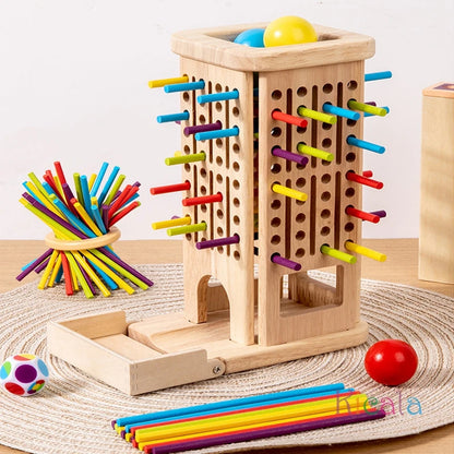 Montessori Game Wooden Stick Tower Toy With Sticks Dice Motor Skills Development Stick Counting Math Educational Toy For Kids - Thrive & Baby