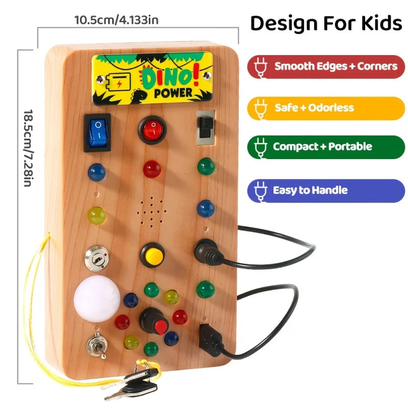 Montessori Busy Board Sensory Toy with LED Light Simulation Switch Control Board Jigsaw Early Education Learning Children's Game - Thrive & Baby