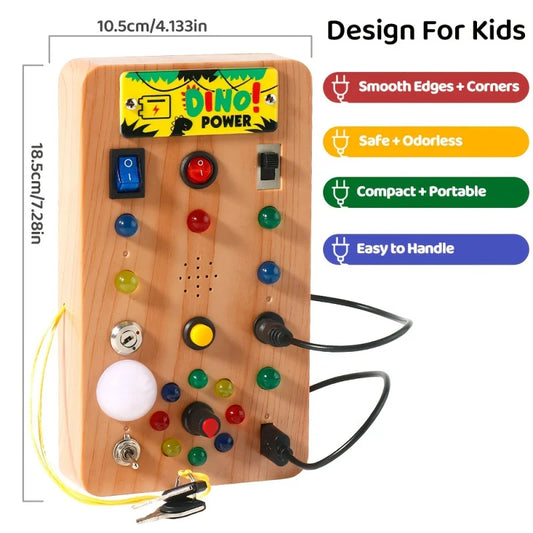 Montessori Busy Board Sensory Toy with LED Light Simulation Switch Control Board Jigsaw Early Education Learning Children's Game - Thrive & Baby