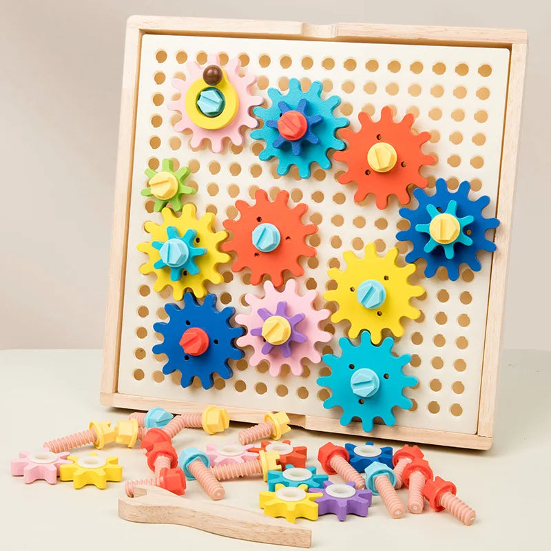 Montessori Early Education Cognitive Gear Game Rotation Exploration Mechanical Principles Training Hands-on Ability Puzzle Game - Thrive & Baby