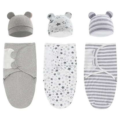 100% Organic Cotton Baby Swaddle Blanket Wrap Hat Set for Infant  Adjustable Newborn Swaddle Baby Swaddle for 0-3 Month - Thrive & Baby