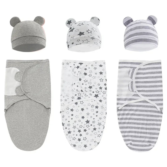100% Organic Cotton Baby Swaddle Blanket Wrap Hat Set for Infant  Adjustable Newborn Swaddle Baby Swaddle for 0-3 Month - Thrive & Baby