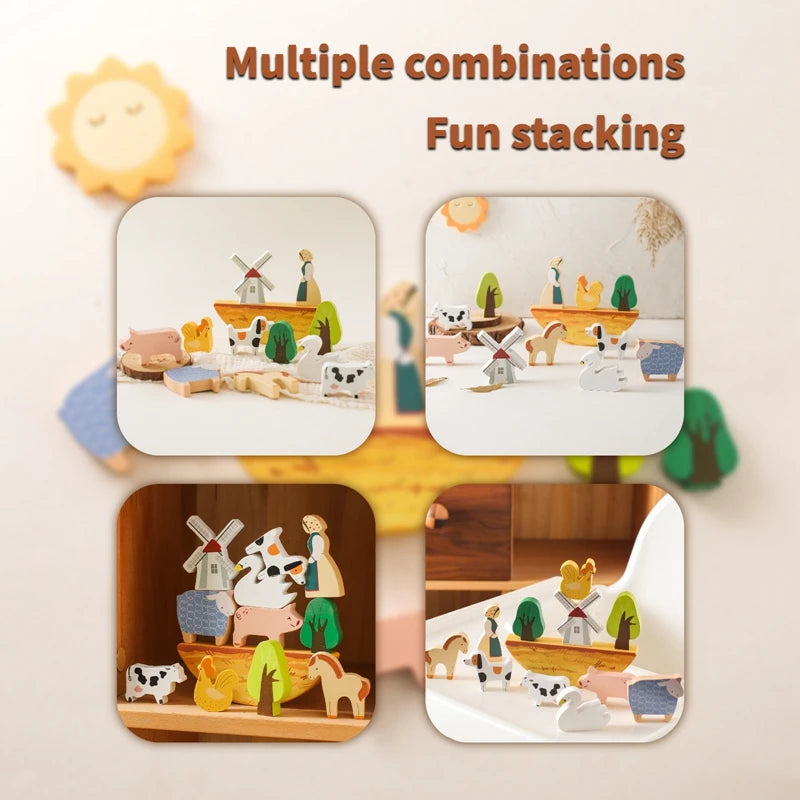 Montessori Game 1Set Of Farm Simulated Wooden Children's Toys Educational Toy Baby Room Decoration Desktop Furnishings Baby Gift - Thrive & Baby