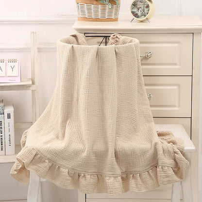 Organic Cotton Baby Blankets Newborn Muslin Swaddle Baby Wrap Gauze Ruffle Blanket Bedding Items Babies Accessories - Thrive & Baby