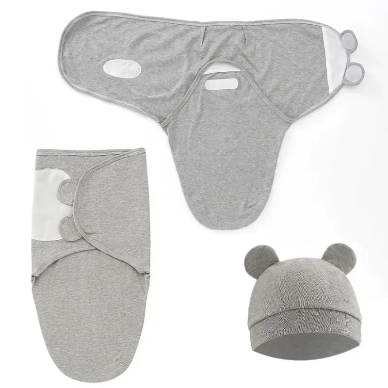 100% Organic Cotton Baby Swaddle Blanket Wrap Hat Set for Infant  Adjustable Newborn Swaddle Baby Swaddle for 0-3 Month - Thrive & Baby