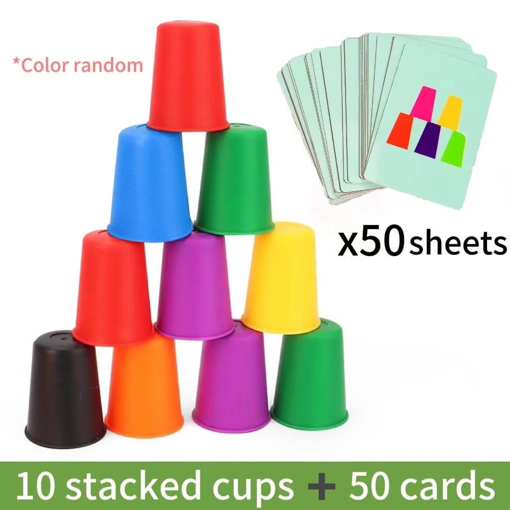 Montessori Toys Mini Stack Cup Game With Card Educational Intellectual Enlightenment Color Cognition Logic Training Children - Thrive & Baby