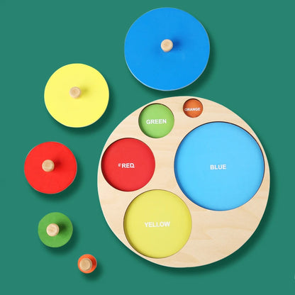 Montessori baby puzzle toys, wooden shape and color matching hand scratching board, geometric early education cognitive toys - Thrive & Baby