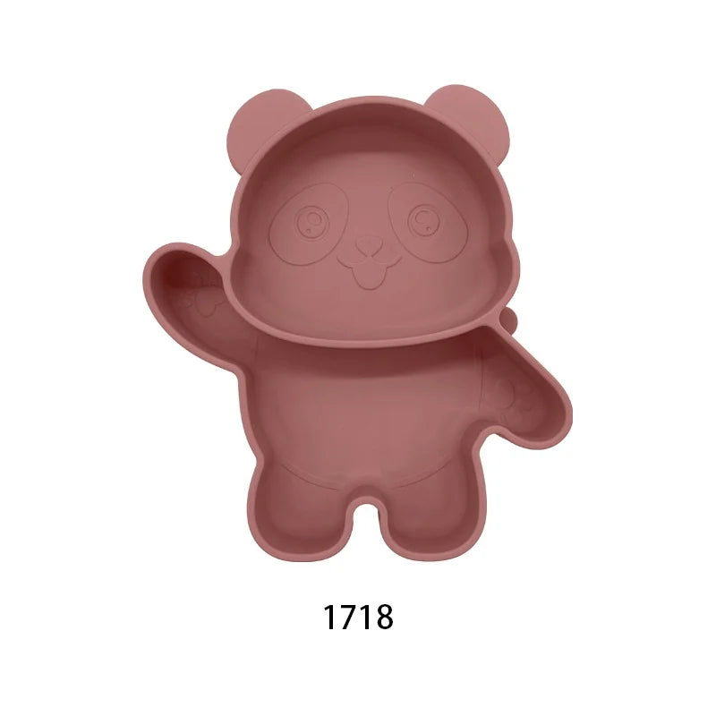 Baby Silicone Suction Cup Bowl Cute Bear Design Macaron Color 100% Food Grade Silicone BPA Free Double plate design for meals - Thrive & Baby