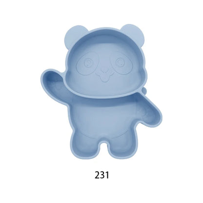Baby Silicone Suction Cup Bowl Cute Bear Design Macaron Color 100% Food Grade Silicone BPA Free Double plate design for meals - Thrive & Baby