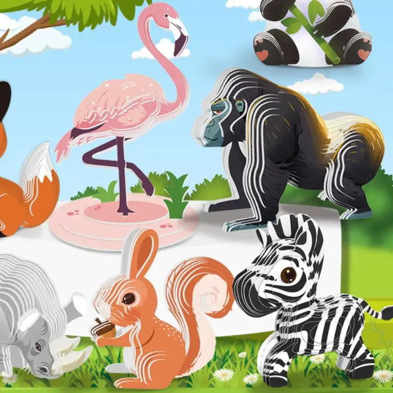 Montessori Educational Toy Set, DIY 3D Paper Model Assembly Animal Puzzle, Exciting Learning Play for Boys and Girls - Thrive & Baby