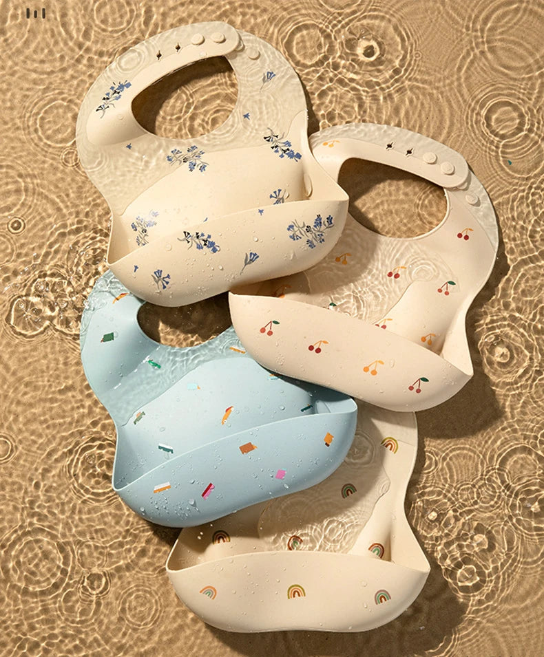 Baby Silicone Bib Waterproof Infant Bibs Fashionable Newborn Feeding Cloth Toddle Bibs Adjustable Saliva Towel For Boys Girls - Thrive & Baby