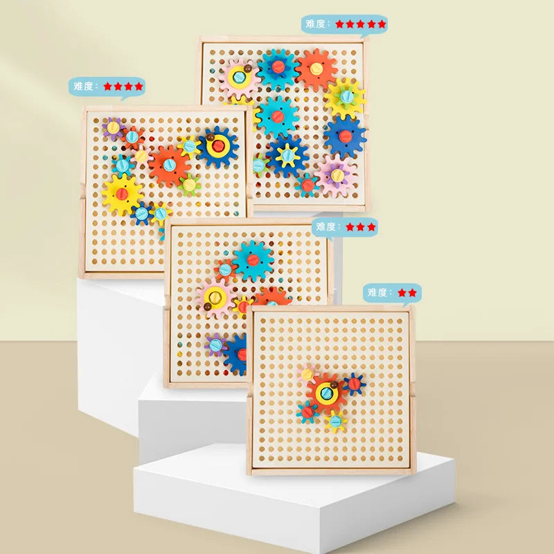 Montessori Early Education Cognitive Gear Game Rotation Exploration Mechanical Principles Training Hands-on Ability Puzzle Game - Thrive & Baby