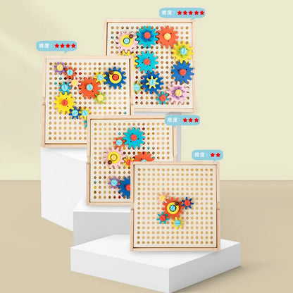 Montessori Early Education Cognitive Gear Game Rotation Exploration Mechanical Principles Training Hands-on Ability Puzzle Game - Thrive & Baby