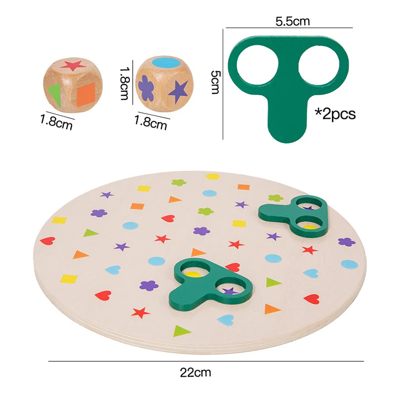 Montessori Matching Game Board Colors And Shapes Learning Puzzle Toy Concentration With Dice Interactive Educational Board Game - Thrive & Baby