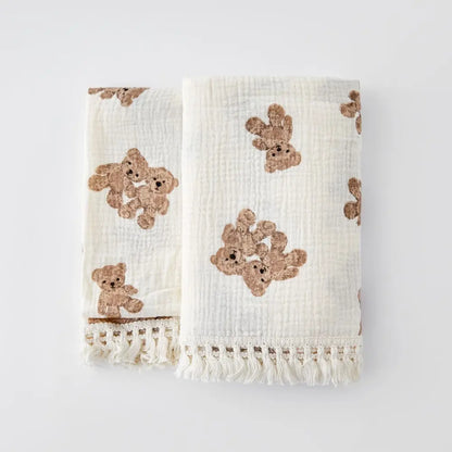Organic Baby Blankets Muslin Swaddle For Newborn Fringe Double Layer Cotton Summer Blanket Bed Comforter Infant Baby Stuff Bebe - Thrive & Baby