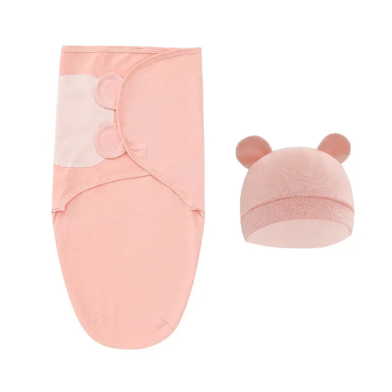 100% Organic Cotton Baby Swaddle Blanket Wrap Hat Set for Infant  Adjustable Newborn Swaddle Baby Swaddle for 0-3 Month - Thrive & Baby