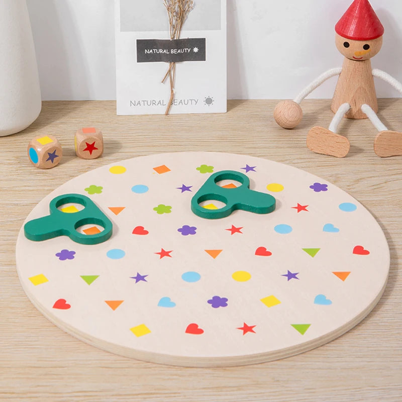 Montessori Matching Game Board Colors And Shapes Learning Puzzle Toy Concentration With Dice Interactive Educational Board Game - Thrive & Baby