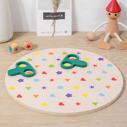 Montessori Matching Game Board Colors And Shapes Learning Puzzle Toy Concentration With Dice Interactive Educational Board Game - Thrive & Baby