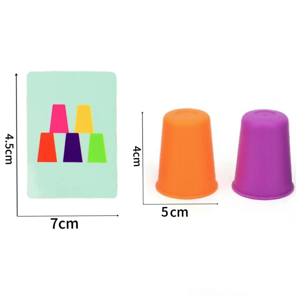 Montessori Toys Mini Stack Cup Game With Card Educational Intellectual Enlightenment Color Cognition Logic Training Children - Thrive & Baby