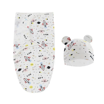 100% Organic Cotton Baby Swaddle Blanket Wrap Hat Set for Infant  Adjustable Newborn Swaddle Baby Swaddle for 0-3 Month - Thrive & Baby