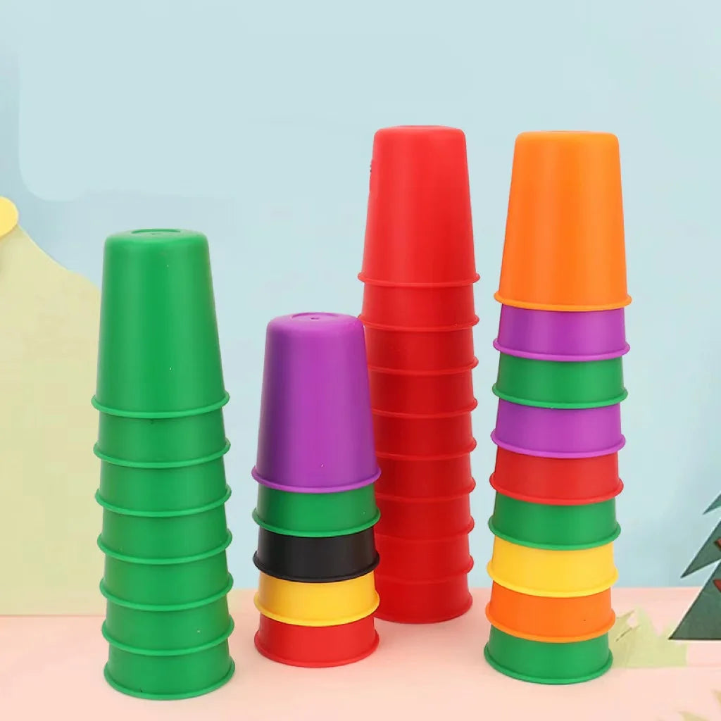 Montessori Toys Mini Stack Cup Game With Card Educational Intellectual Enlightenment Color Cognition Logic Training Children - Thrive & Baby