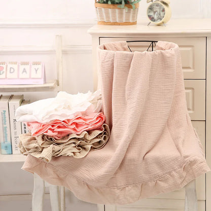 Organic Cotton Baby Blankets Newborn Muslin Swaddle Baby Wrap Gauze Ruffle Blanket Bedding Items Babies Accessories - Thrive & Baby